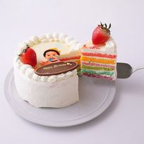 かわいいオーダー萌え断ケーキ♪ 写真レインボーケーキ 5号 15cm