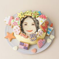 なめらか半熟スフレチーズケーキ 似顔絵アイシングクッキーケーキ イラストケーキ 5号 ギフトに最適
